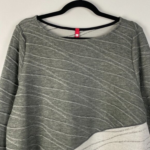 IC Connie K Artsy Tunic Top Womens Large Gray Asymmetrical Zip Sleeves - Picture 2 of 10